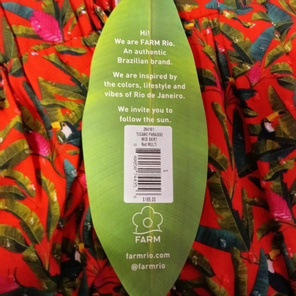 Farm Rio Tucano Paradise Midi Skirt Red Multi Small NWT - Picture 10 of 15